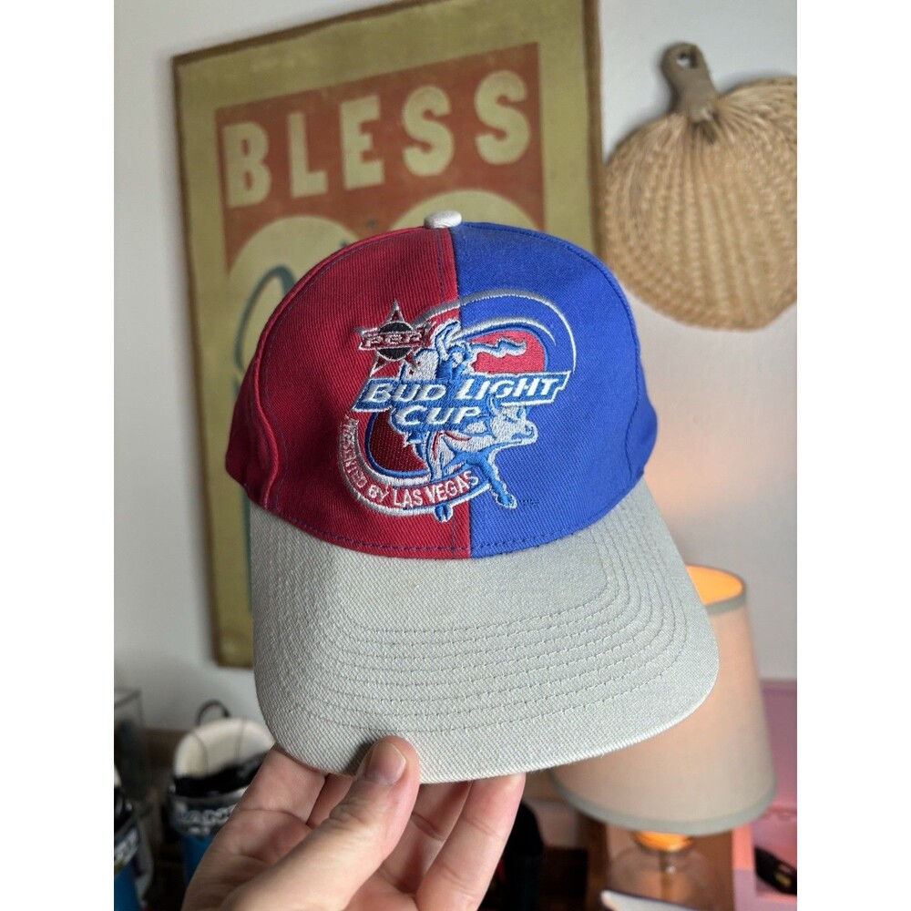 Vintage 90s  PBR PROFESSIONAL BULL RIDERS / Bud light Trucker Hat Red And Blue